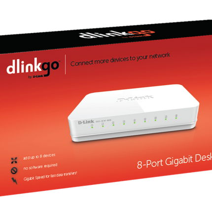D-Link GO-SW-8G 8-Port Gigabit Easy Desktop Switch Weiss