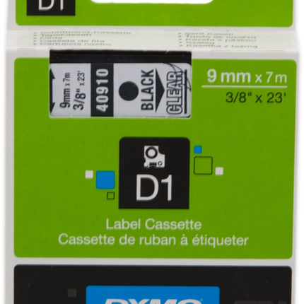 DYMO 40910 Standard-D1-Band Schriftband Schwarz auf Farblos