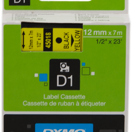 DYMO 45018 Standard-D1-Band selbstklebend Schriftband Schwarz auf Gelb