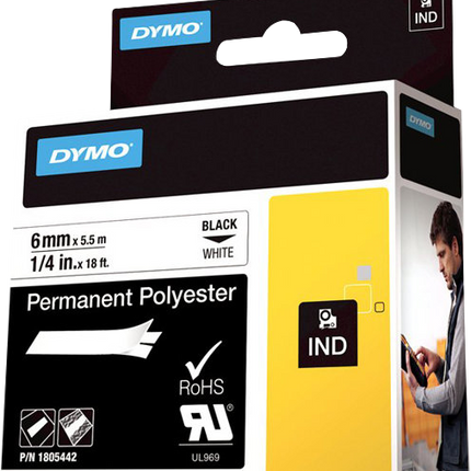 DYMO Schriftband Schwarz auf Weiß