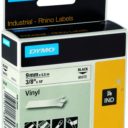 DYMO Vinyl-Band Rhino IND 18443 Schriftband Schwarz auf Weiß