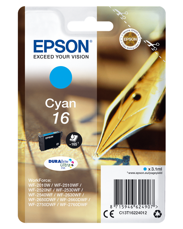Epson 16 Cyan Druckerpatrone C13T16224012