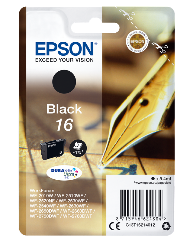 Epson 16 Schwarz Druckerpatrone C13T16214012