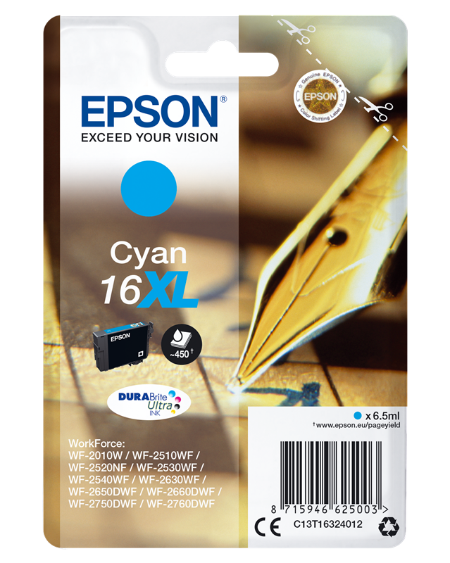Epson 16 XL Cyan Druckerpatrone C13T16324012