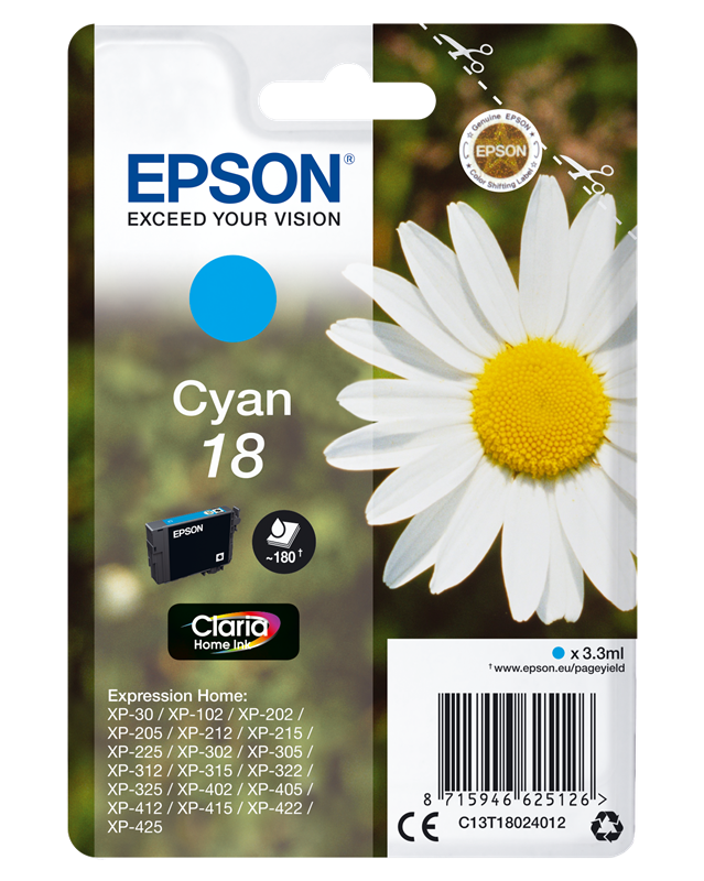 Epson 18 Cyan Druckerpatrone C13T18024012
