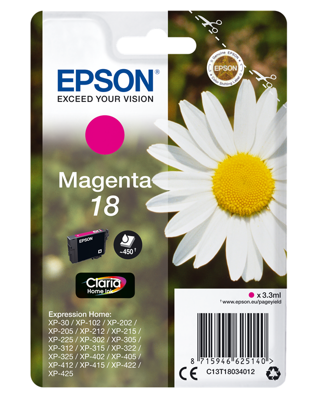Epson 18 Magenta Druckerpatrone C13T18034012