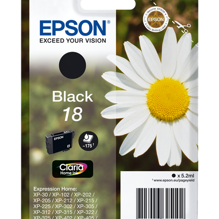 Epson 18 Schwarz Druckerpatrone C13T18014012