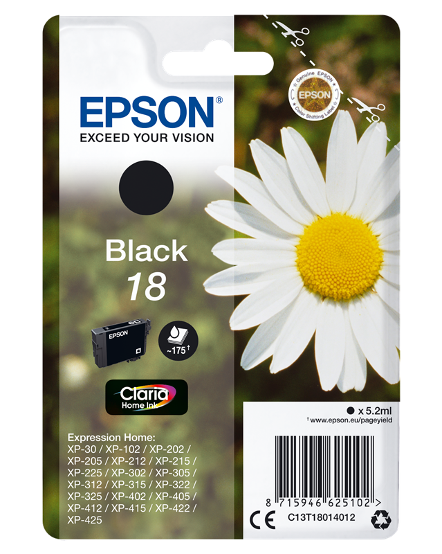 Epson 18 Schwarz Druckerpatrone C13T18014012