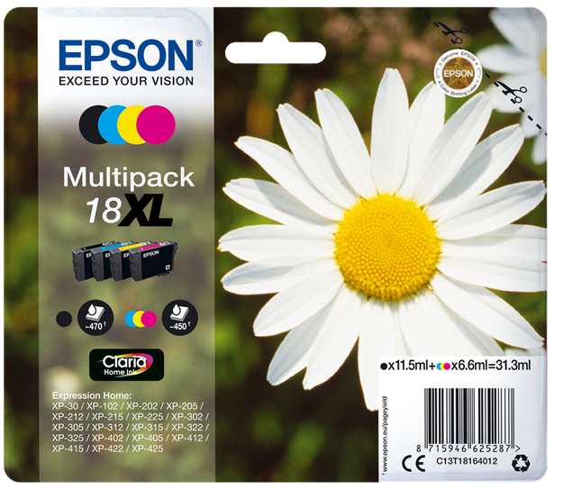 Epson 18 XL Multipack Schwarz / Cyan / Magenta / Gelb