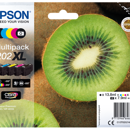 Epson 202XL Multipack Schwarz / Schwarz (Foto) / Cyan / Magenta / Gelb
