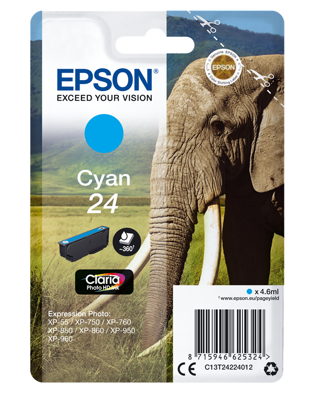 Epson 24 Cyan Druckerpatrone C13T24224012