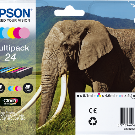 Epson 24 Multipack Schwarz / Cyan / Magenta / Gelb / Cyan (hell) / Pink (hell)