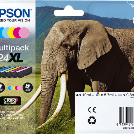 Epson 24 XL Multipack Schwarz / Cyan / Magenta / Gelb / Cyan (hell) / Pink (hell)