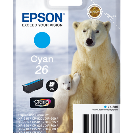 Epson 26 Cyan Druckerpatrone C13T26124012
