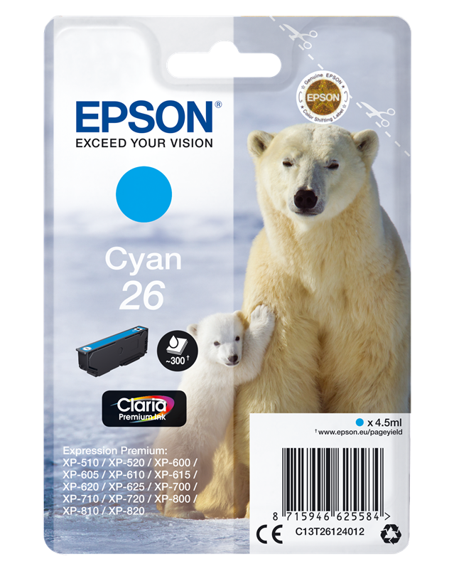 Epson 26 Cyan Druckerpatrone C13T26124012