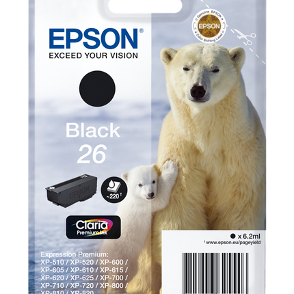 Epson 26 Schwarz Druckerpatrone C13T26014012