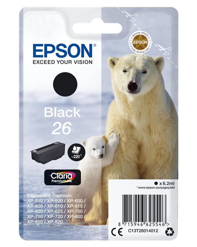 Epson 26 Schwarz Druckerpatrone C13T26014012