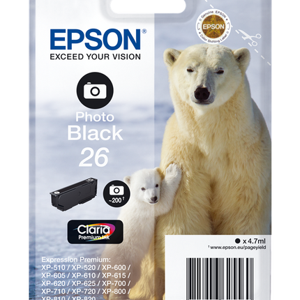 Epson 26 Schwarz (Foto) Druckerpatrone C13T26114012