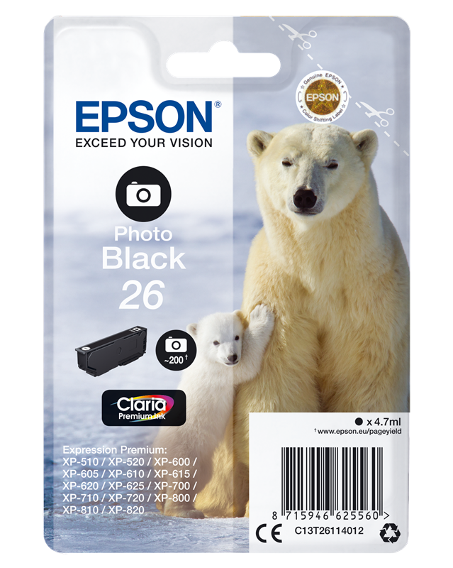 Epson 26 Schwarz (Foto) Druckerpatrone C13T26114012