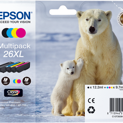 Epson 26 XL Multipack Schwarz / Cyan / Magenta / Gelb