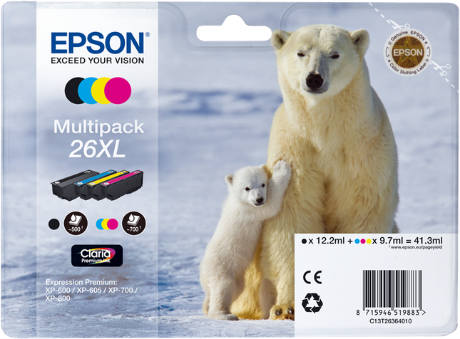Epson 26 XL Multipack Schwarz / Cyan / Magenta / Gelb