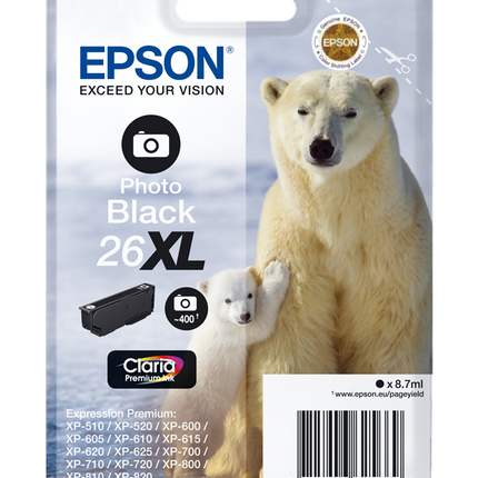 Epson 26 XL Schwarz (Foto) Druckerpatrone C13T26314010