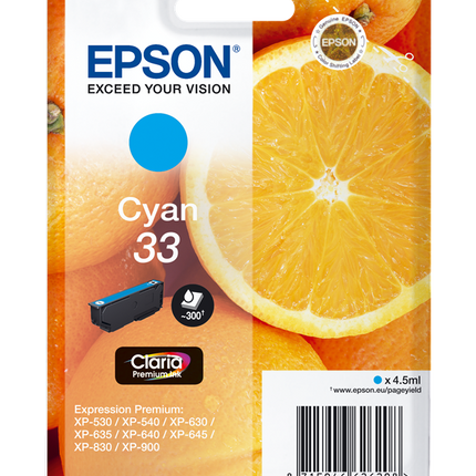 Epson 33 Cyan Druckerpatrone C13T33424012