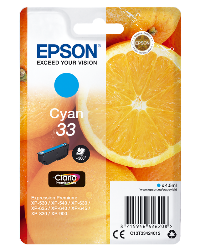 Epson 33 Cyan Druckerpatrone C13T33424012