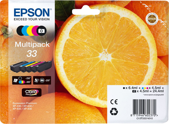 Epson 33 Multipack Schwarz / Cyan / Magenta / Gelb