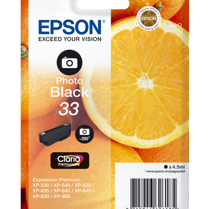 Epson 33 Schwarz (Foto) Druckerpatrone C13T33414012