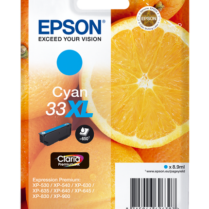 Epson 33 XL Cyan Druckerpatrone C13T33624012