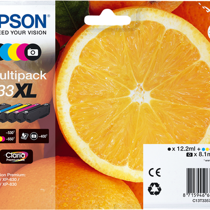 Epson 33 XL Multipack Schwarz / Cyan / Magenta / Gelb / Schwarz (Foto)