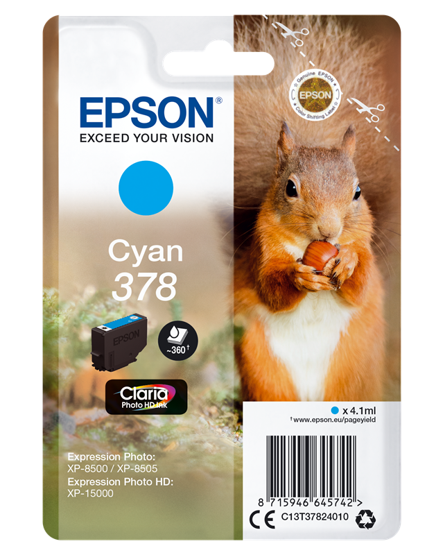 Epson 378 Cyan Druckerpatrone C13T37824010