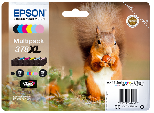 Epson 378XL Multipack Schwarz / Cyan / Magenta / Gelb / Cyan (hell) / Pink (hell)
