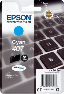Epson 407 Cyan Druckerpatrone C13T07U240