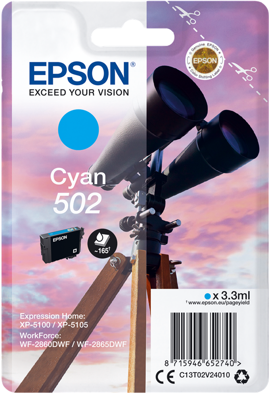 Epson 502 Cyan Druckerpatrone C13T02V24010