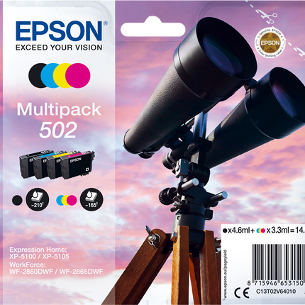 Epson 502 Multipack Schwarz / Cyan / Magenta / Gelb