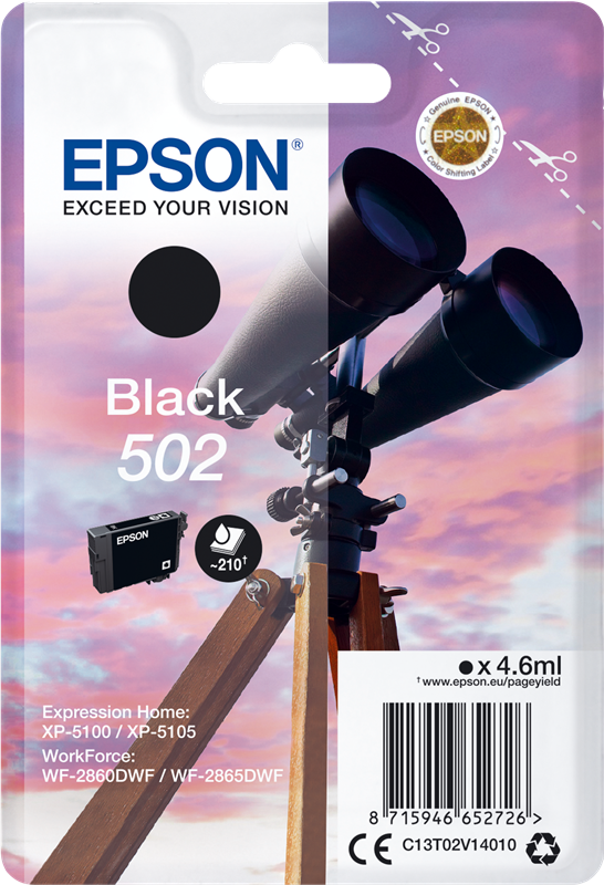 Epson 502 Schwarz Druckerpatrone C13T02V14010