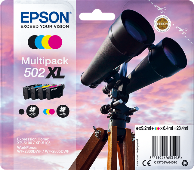 Epson 502XL Multipack Schwarz / Cyan / Magenta / Gelb