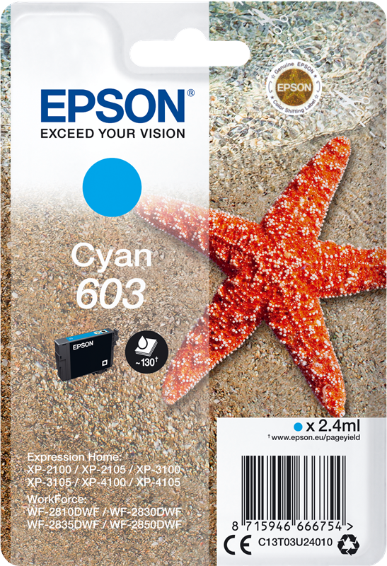 Epson 603 Cyan Druckerpatrone C13T03U24010