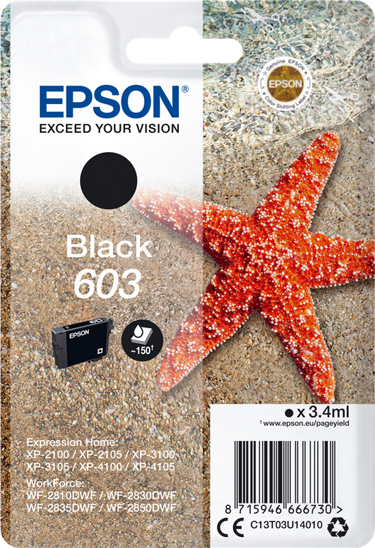 Epson 603 Schwarz Druckerpatrone C13T03U14010
