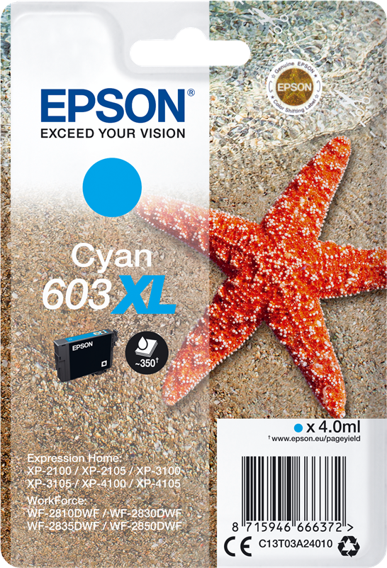 Epson 603XL Cyan Druckerpatrone C13T03A24010