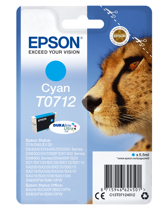 Epson T0712 Cyan Druckerpatrone C13T07124012