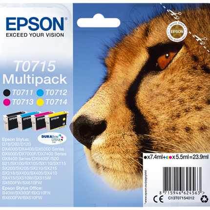 Epson T0715 Multipack Schwarz / Cyan / Magenta / Gelb