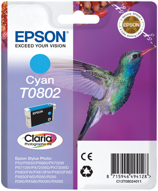 Epson T0802 Cyan Druckerpatrone C13T08024011