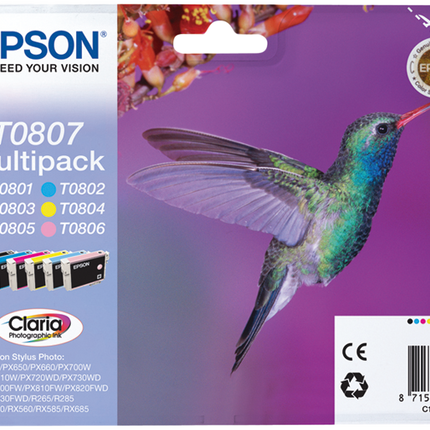 Epson T0807 Multipack Schwarz / Cyan / Magenta / Gelb / Cyan (hell) / Pink (hell)