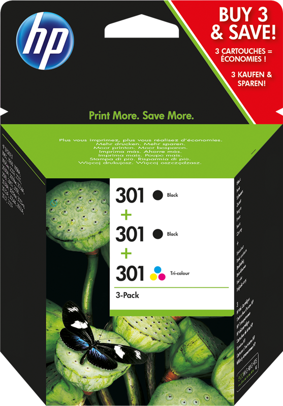 HP 301 Multipack Schwarz / Schwarz / mehrere Farben