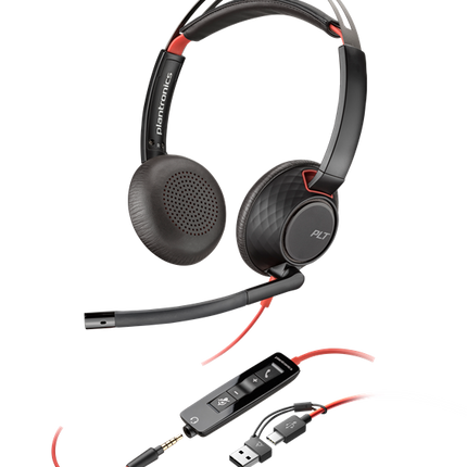 HP Poly Blackwire 5220 Stereo USB-C-Headset +3,5-mm-Stecker +USB-C/A-Adapter Schwarz