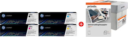 HP + Prindo Universal Papier 2500 Blatt Schwarz / Cyan / Magenta / Gelb / Weiss Value Pack 131A MCVP 01