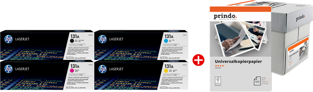 HP + Prindo Universal Papier 2500 Blatt Schwarz / Cyan / Magenta / Gelb / Weiss Value Pack 131A MCVP 01